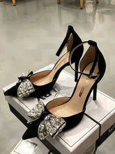 Women's Pointed Toe High Heel Shoes With Crystal Bowknot Single Strap,